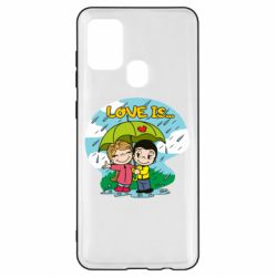 Чехол для Samsung A21s Love is ... in the rain - PrintSalon