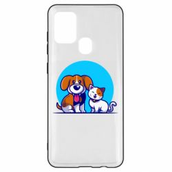 Чехол для Samsung A21s Собачка и котик - PrintSalon