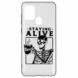 Чехол для Samsung A21s Staying alive with coffee - PrintSalon
