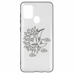 Чехол для Samsung A21s Sun and Moon faces - PrintSalon