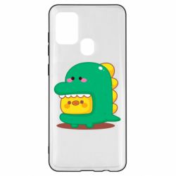 Чехол для Samsung A21s Уточка в костюме динозавра - PrintSalon