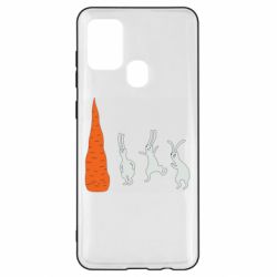 Чехол для Samsung A21s Зайцы возле морковки - PrintSalon