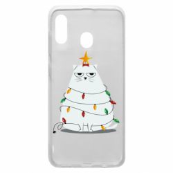 Чехол для Samsung A30 Cat and Christmas Lights - PrintSalon