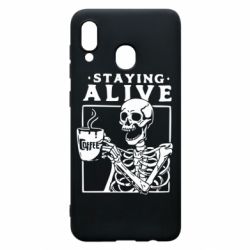 Чехол для Samsung A30 Staying alive with coffee - PrintSalon