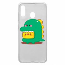 Чехол для Samsung A30 Уточка в костюме динозавра - PrintSalon