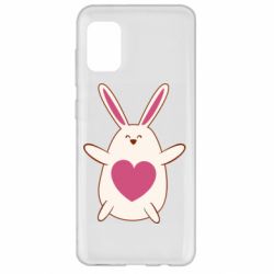 Чехол для Samsung A31 Rabbit with a pink heart - PrintSalon