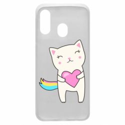 Чехол для Samsung A40 Cute cat with heart