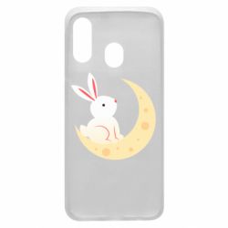 Чехол для Samsung A40 Cute rabbit on the moon - PrintSalon