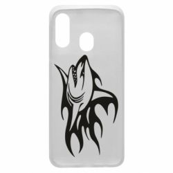 Чехол для Samsung A40 Flaming shark - PrintSalon