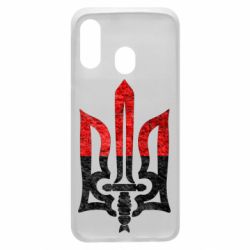 Чехол для Samsung A40 Герб Украины красно-черный - PrintSalon