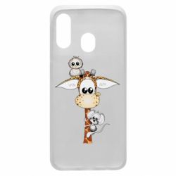 Чехол для Samsung A40 Giraffe Owl and Mouse - PrintSalon