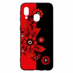 Чохол для Samsung A40 Червоні квіти - PrintSalon