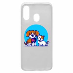 Чехол для Samsung A40 Собачка и котик - PrintSalon