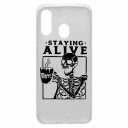 Чехол для Samsung A40 Staying alive with coffee - PrintSalon