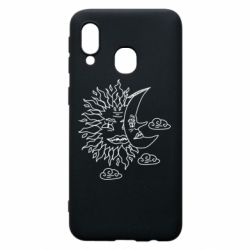 Чехол для Samsung A40 Sun and Moon faces - PrintSalon