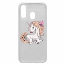 Чехол для Samsung A40 Unicorn with bow tie - PrintSalon