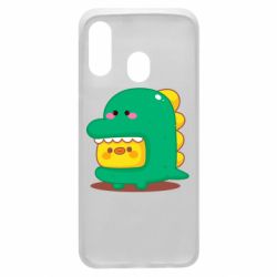 Чехол для Samsung A40 Уточка в костюме динозавра - PrintSalon