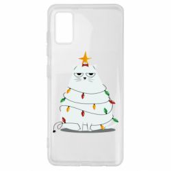Чехол для Samsung A41 Cat and Christmas Lights - PrintSalon