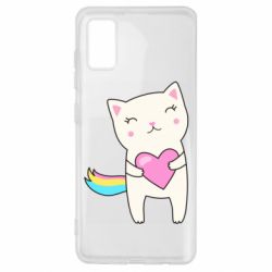 Чехол для Samsung A41 Cute cat with heart - PrintSalon
