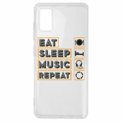 Чехол для Samsung A41 Eat sleep dj repeat. - PrintSalon