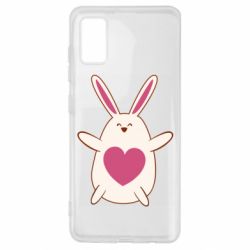 Чехол для Samsung A41 Rabbit with a pink heart - PrintSalon