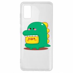 Чехол для Samsung A41 Уточка в костюме динозавра - PrintSalon