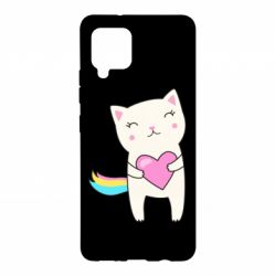 Чехол для Samsung A42 5G Cute cat with heart - PrintSalon