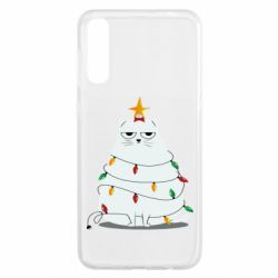 Чехол для Samsung A50 Cat and Christmas Lights - PrintSalon