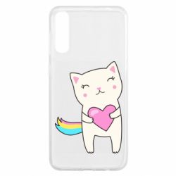 Чехол для Samsung A50 Cute cat with heart