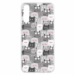 Чохол для Samsung A50 Gray cats pattern - PrintSalon