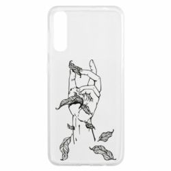 Чехол для Samsung A50 Hand with leafs - PrintSalon