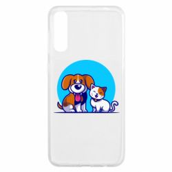 Чехол для Samsung A50 Собачка и котик - PrintSalon