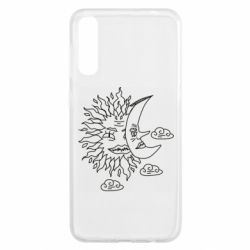 Чехол для Samsung A50 Sun and Moon faces - PrintSalon