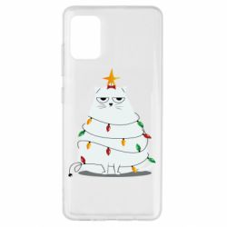 Чехол для Samsung A51 Cat and Christmas Lights - PrintSalon