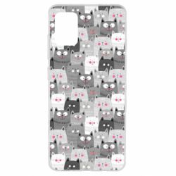 Чохол для Samsung A51 Gray cats pattern - PrintSalon