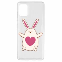 Чехол для Samsung A51 Rabbit with a pink heart - PrintSalon