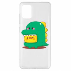 Чехол для Samsung A51 Уточка в костюме динозавра - PrintSalon