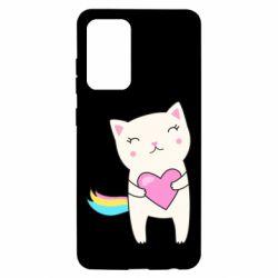 Чехол для Samsung A52 5G Cute cat with heart - PrintSalon