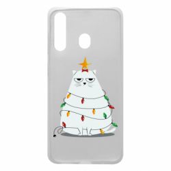 Чехол для Samsung A60 Cat and Christmas Lights - PrintSalon