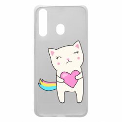 Чехол для Samsung A60 Cute cat with heart - PrintSalon