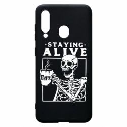 Чехол для Samsung A60 Staying alive with coffee - PrintSalon