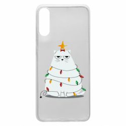Чохол для Samsung A70 Cat and Christmas Lights