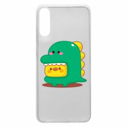 Чехол для Samsung A70 Уточка в костюме динозавра - PrintSalon