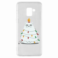 Чехол для Samsung A8+ 2018 Cat and Christmas Lights - PrintSalon