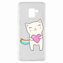 Чехол для Samsung A8+ 2018 Cute cat with heart - PrintSalon
