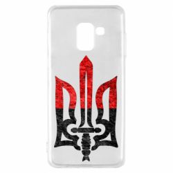 Чехол для Samsung A8 2018 Герб Украины красно-черный - PrintSalon