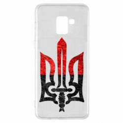 Чехол для Samsung A8+ 2018 Герб Украины красно-черный - PrintSalon