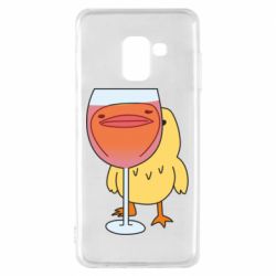 Чехол для Samsung A8 2018 Качка і келих вина