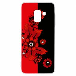 Чохол для Samsung A8 2018 Червоні квіти - PrintSalon