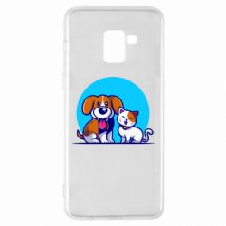 Чехол для Samsung A8+ 2018 Собачка и котик - PrintSalon